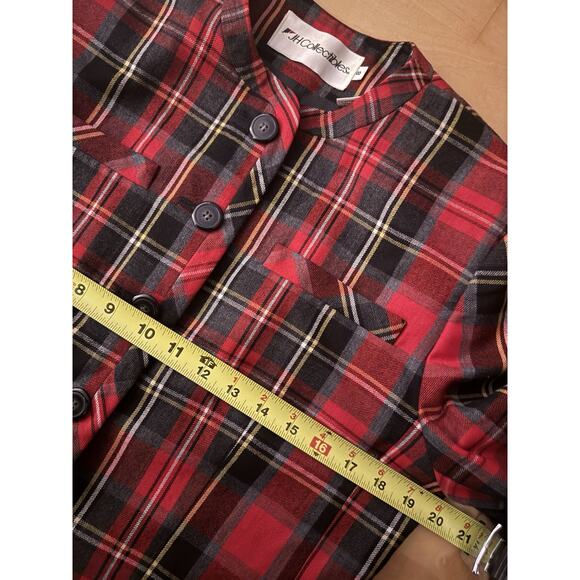 VTG JH COLLECTIBLES Tartan Plaid Jacket Red Black Holiday Cropped 8 - Picture 4 of 4
